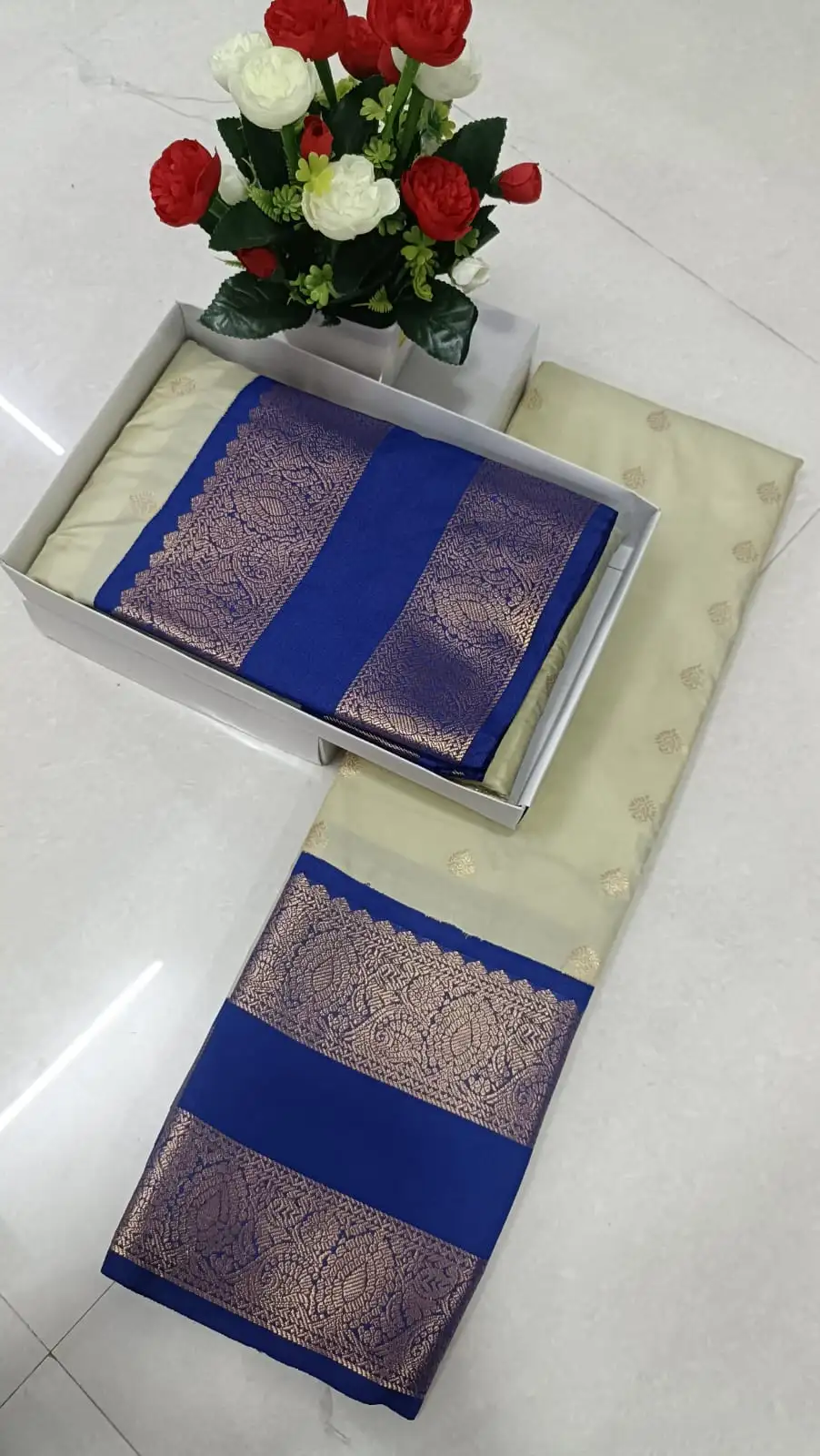 Premium Korvai Day-Night Twin-Zari Semi-Silk